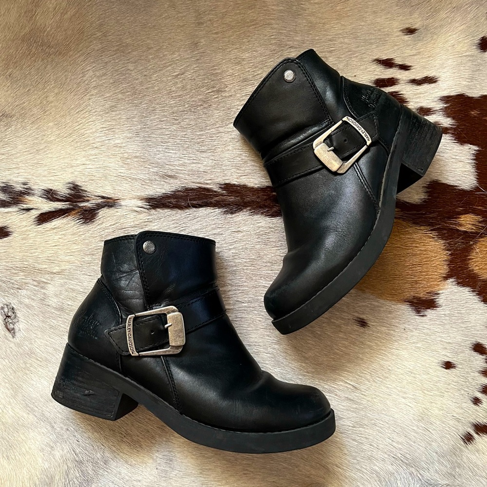 Harley Davidson Big Buckle Ankle Boots 8.5